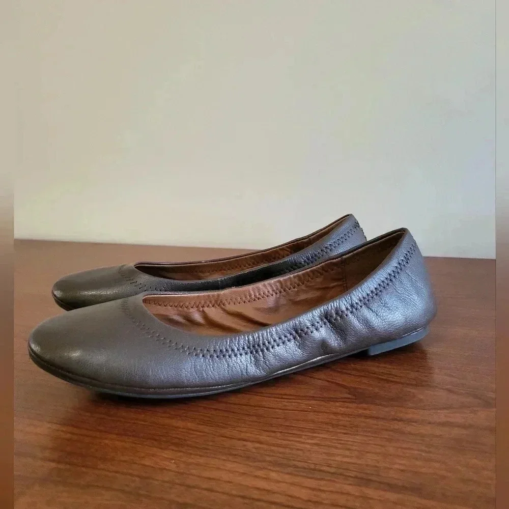 Lucky Brand Career Wear Minimalist Brown Emmie Round Toe Ballet Flats(7.5)